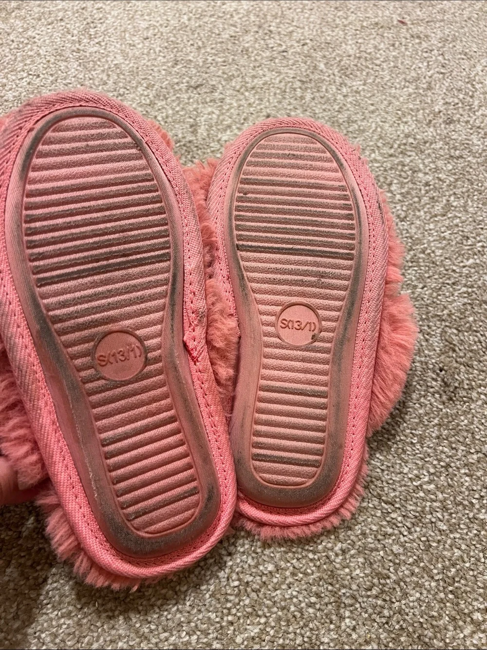 Cat & Jack Coral Pink Plush Slip-On Slippers